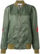 Facetasm - Stripe Detail Bomber Jacket - Women - Nylon/polyester/wool - 4, Green, Nylon/polyester/wool