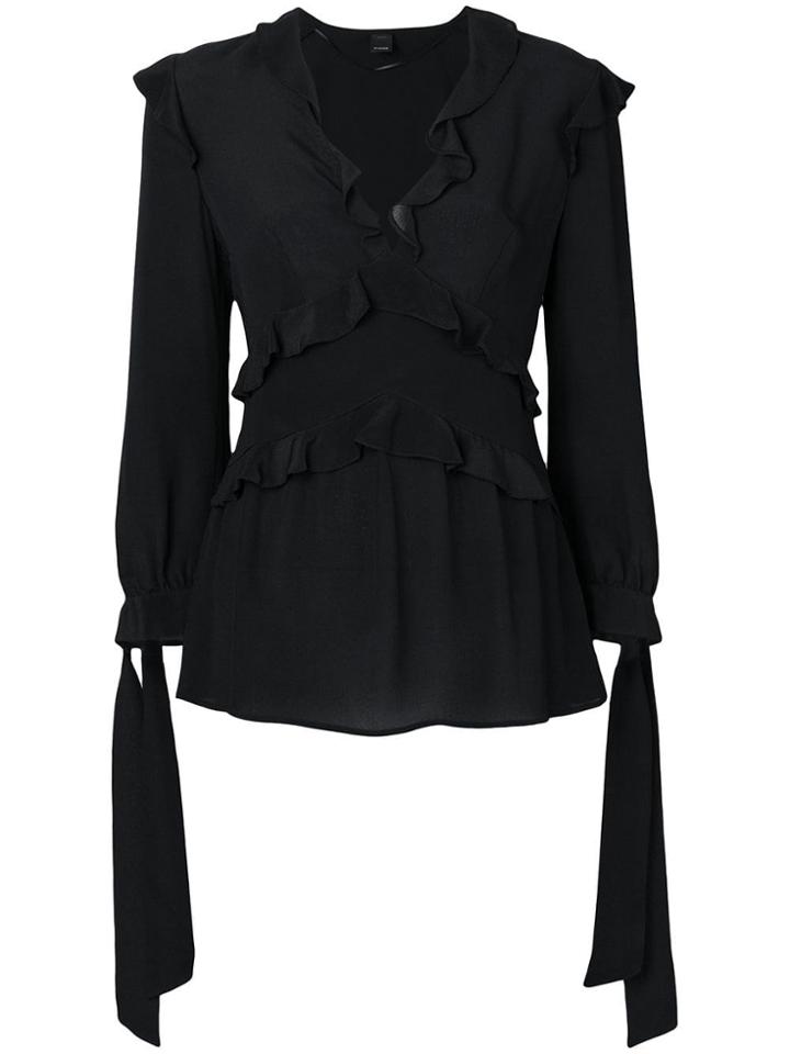 Pinko Tied Cuff Ruffle Blouse - Black