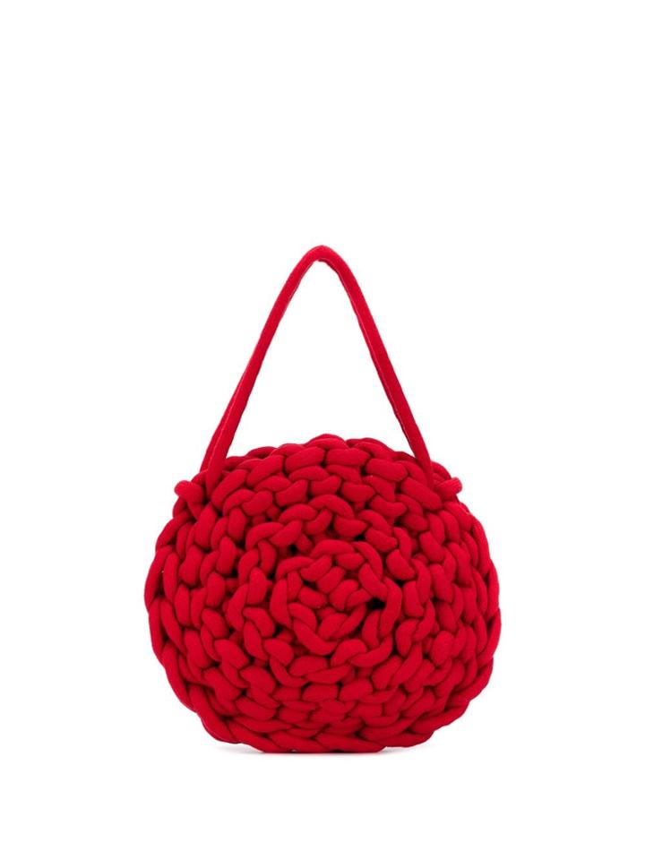 Alienina Rope Knit Tote Bag - Red