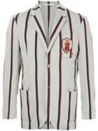 Kent & Curwen Crest Detail Striped Blazer - Grey