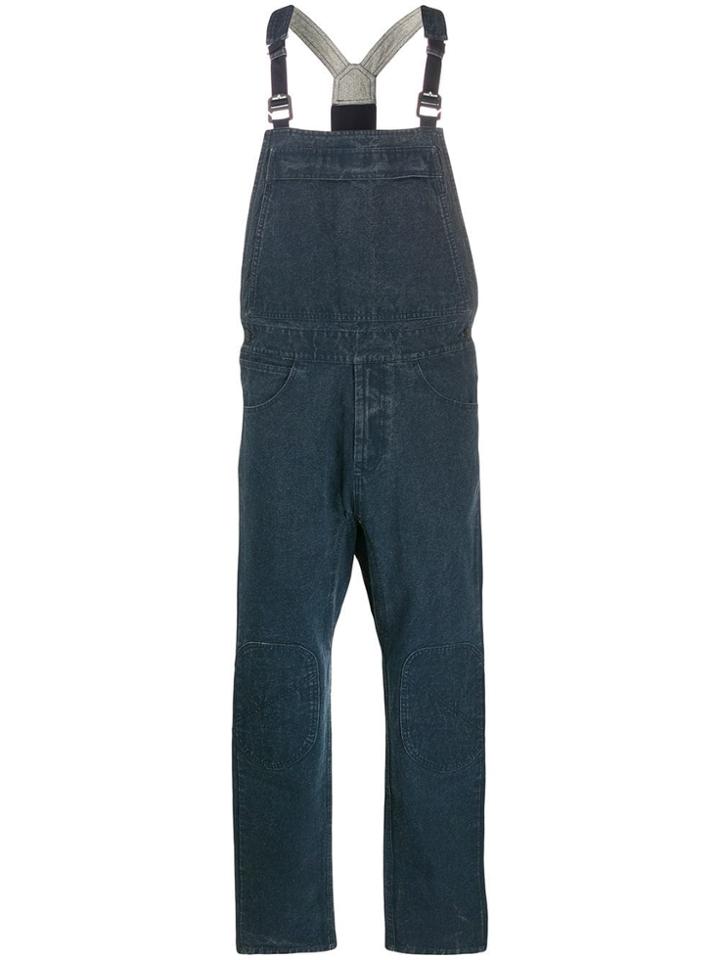 Stone Island Buckle Strap Denim Dungarees - Blue