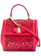 Salvatore Ferragamo Bow Detail Shoulder Bag, Women's, Red, Calf Leather