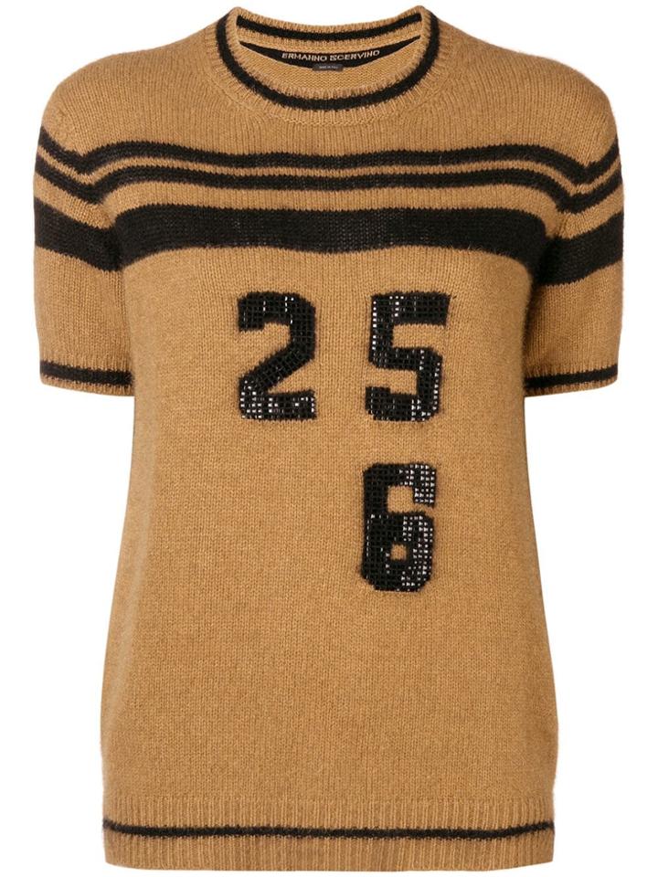 Ermanno Scervino Knit Sweater With Fur Appliqués - Nude & Neutrals