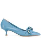 Anna F. Braid Embellished Kitten Heels - Blue