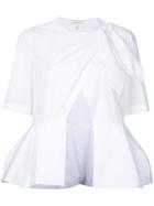 Delpozo - Knot Crossed Blouse - Women - Cotton - 42, White, Cotton