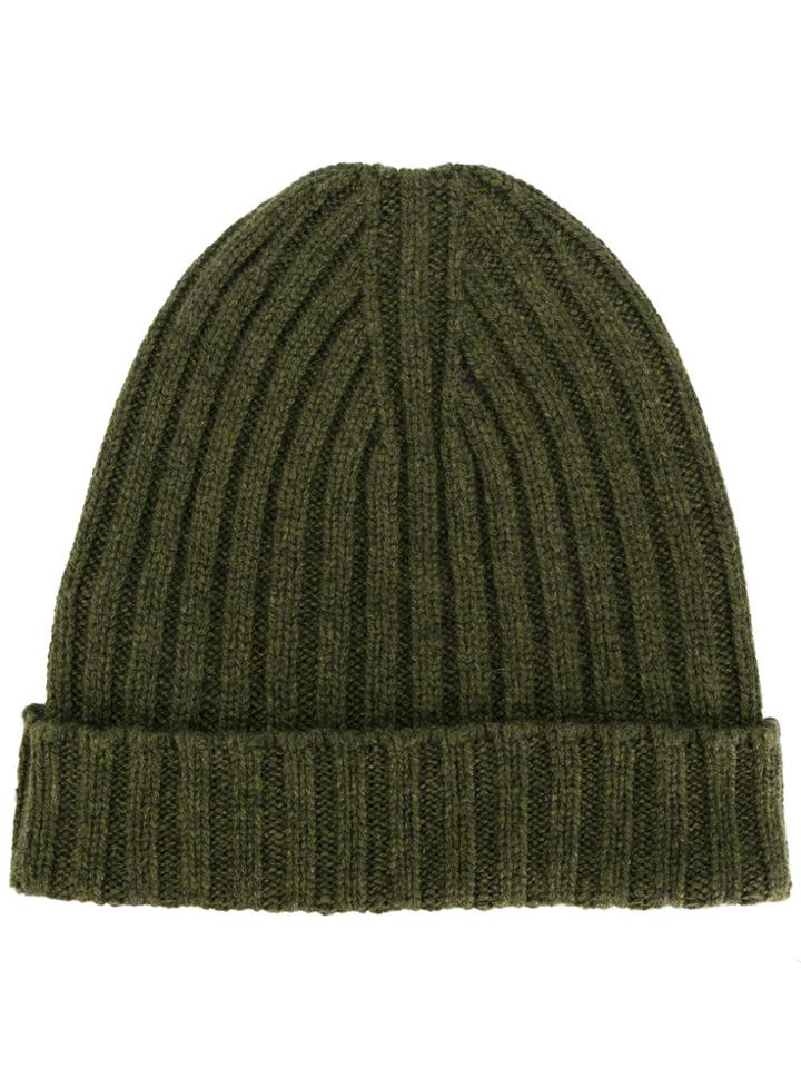 Bear Hug Ribbed Cashmere Beanie - Green