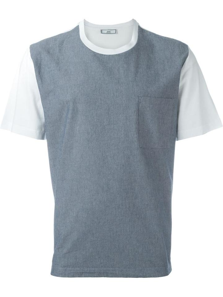 Ami Alexandre Mattiussi Colour Block T-shirt, Men's, Size: Medium, Blue, Cotton