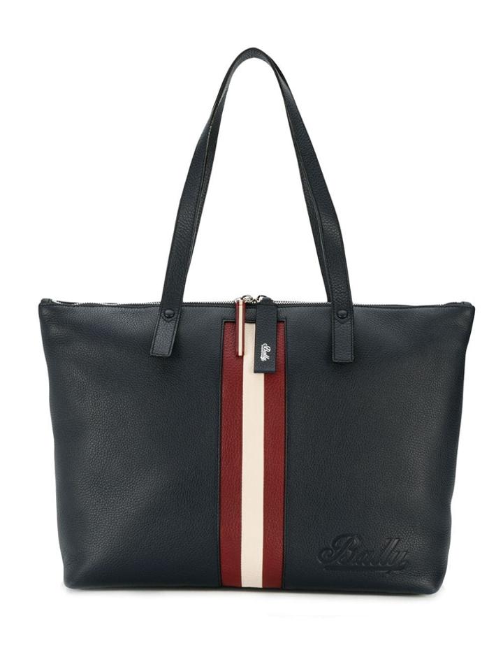 Bally Logo Stripe Tote Bag - Blue