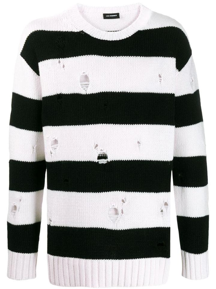 Les Hommes Destroyed Knit Jumper - White