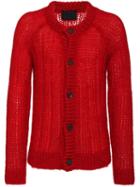 Prada Ribbed Knitted Cardigan - Red