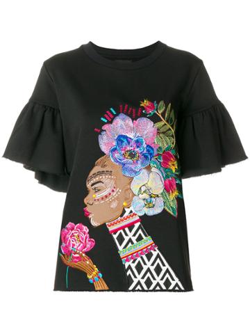 Katya Dobryakova Flowers Print Blouse - Black