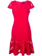 Marchesa Notte Embroidered Panel Fishtail Dress - Pink & Purple