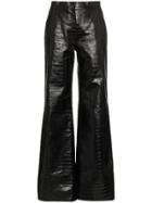 Off-white Flared Leg Patent Leather Trousers - Black