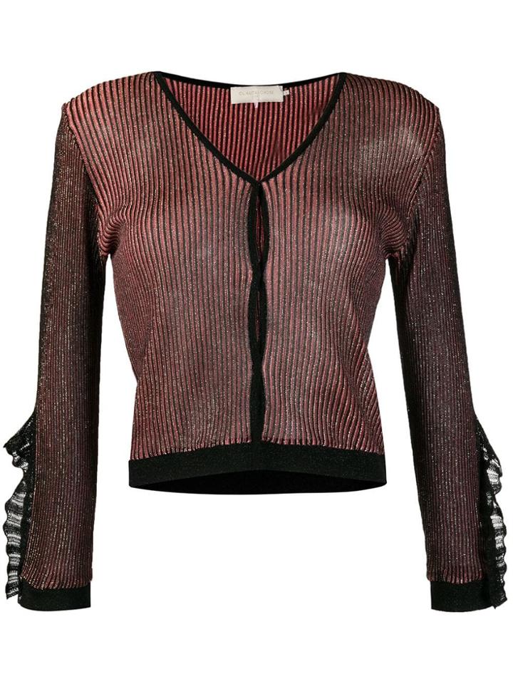 L'autre Chose Striped Button Cardigan - Black