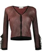 L'autre Chose Striped Button Cardigan - Black