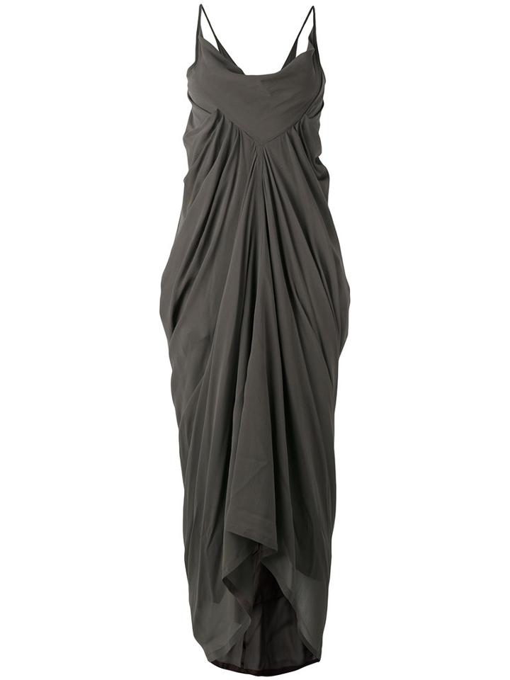 Rick Owens - Draped Asymmetric Dress - Women - Silk/cupro - 40, Grey, Silk/cupro