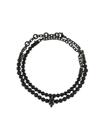 Northskull Atticus Lavastone Skull Bracelet - Black