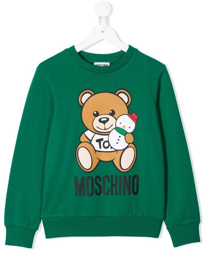 Moschino Kids Teen Snowman Bear Sweatshirt - Green