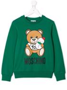 Moschino Kids Teen Snowman Bear Sweatshirt - Green
