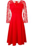 Ermanno Scervino Floral Lace Flared Dress, Women's, Size: 42, Red, Polyester/spandex/elastane