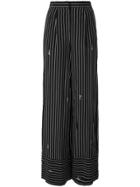 Karl Lagerfeld Striped Wide-leg Trousers - Black