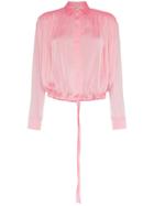 Matériel Flared Sheer Blouse - Pink
