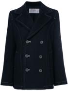 Julien David Contrast Stitch Double-breasted Coat - Blue
