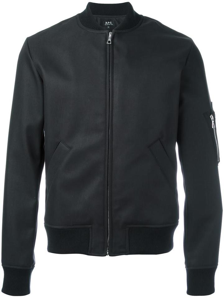 A.p.c. Zipped Bomber Jacket, Men's, Size: Xl, Black, Polyimide/polyester/spandex/elastane