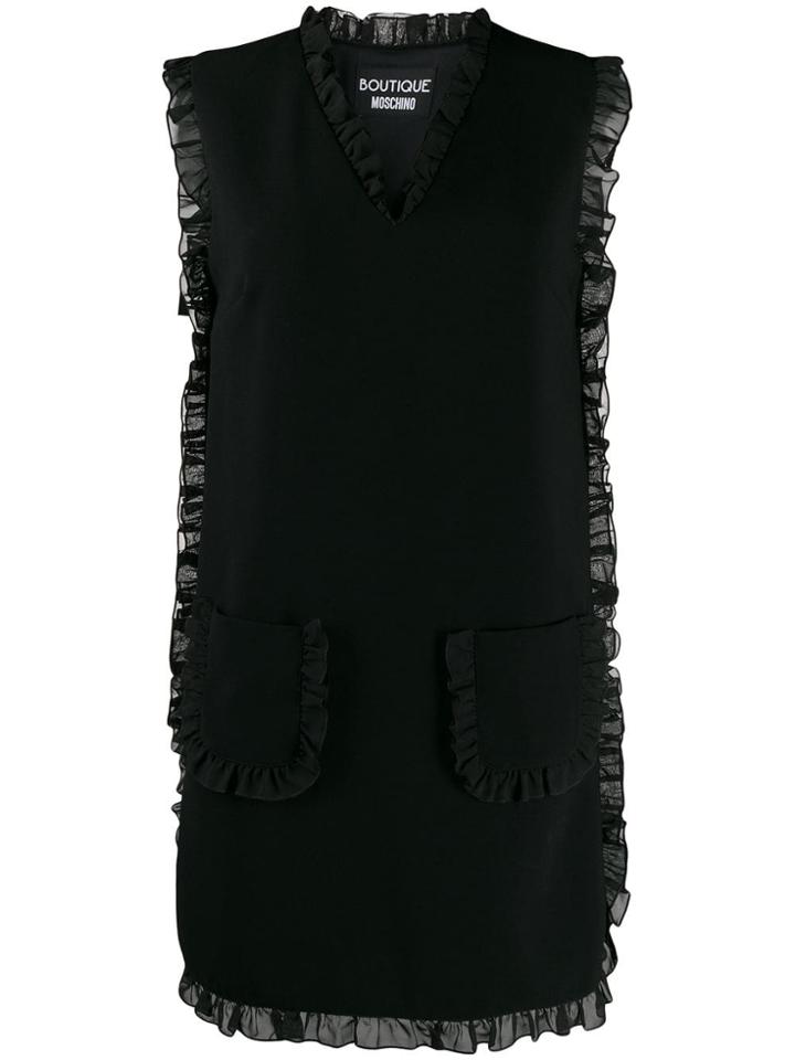 Boutique Moschino Ruffle Trim Shift Dress - Black