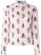 Prada Robot Shirt, Women's, Size: 40, Pink/purple, Silk