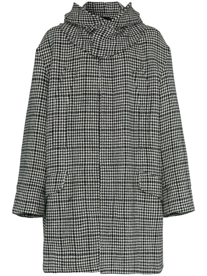 Raf Simons Houndstooth Padded Parka Coat - Black