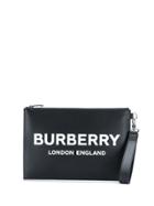Burberry Branded Slogan Clutch Bag - Black