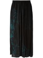 Y's - Abstract Print Gathered Skirt - Women - Viscose - 2, Black, Viscose