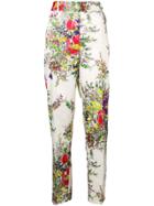 Blumarine Floral Print Straight Leg Trousers - Neutrals