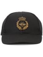 Dolce & Gabbana Embroidered Crown & Bee Baseball Cap, Men's, Size: 59, Black, Cotton/silk/polyester/viscose