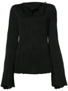 Prabal Gurung Pleated Cold Shoulder Blouse, Women's, Size: 0, Black, Polyester/elastolefin