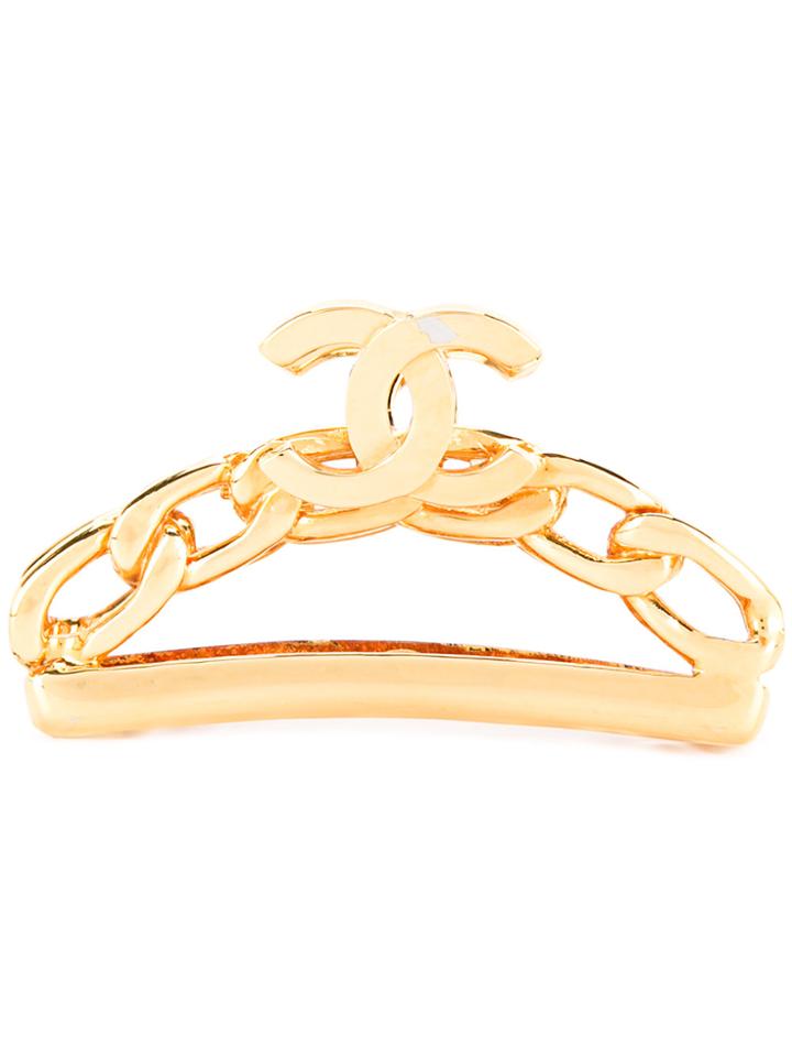 Chanel Vintage Logo Chain Hair Clip - Metallic