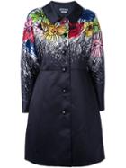 Boutique Moschino Illustrated Floral Coat, Women's, Size: 48, Black, Polyester