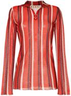 Marni Zip Detail Stripe-knit Top - Red