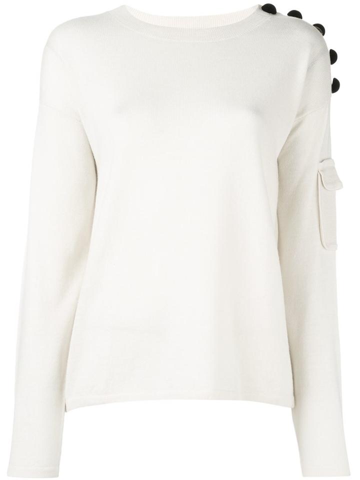 See By Chloé Buttoned Shoulder Jumper, Women's, Size: Small, Nude/neutrals, Wool