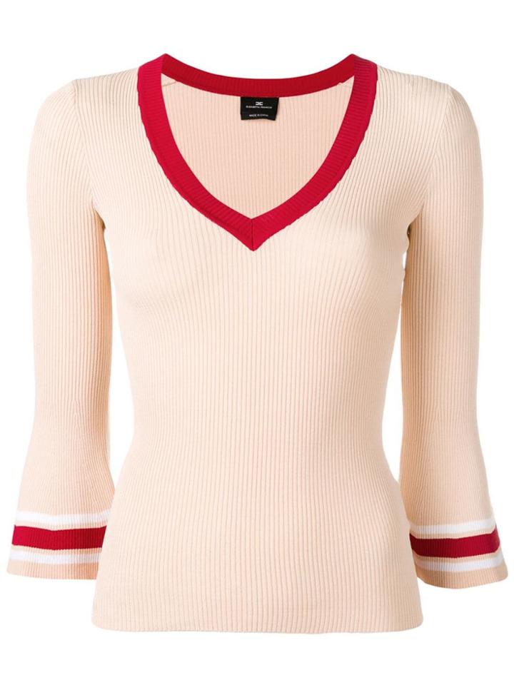 Elisabetta Franchi Colour-block Fitted Sweater - Neutrals