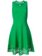 Milly - Laser-cut Trim Sleeveless Dress - Women - Polyester/viscose - Xs, Green, Polyester/viscose