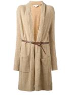 Michael Michael Kors Belted Cardi-coat, Women's, Size: Large, Brown, Cotton/acrylic/wool/spandex/elastane
