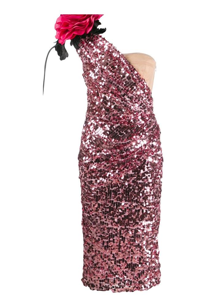 Dolce & Gabbana Sequinned One-shoulder Dress - Pink