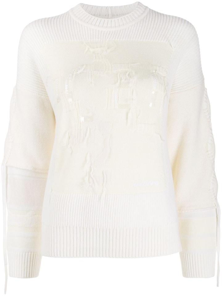 Iceberg Contrast Sequin Embroidery Jumper - White