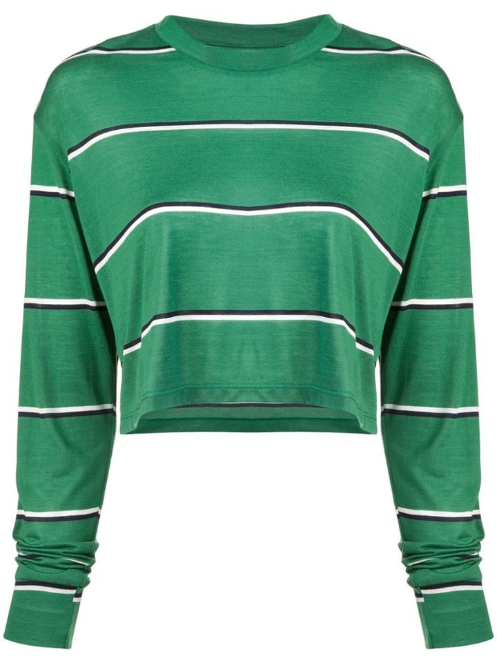 Reformation Cropped Striped Blouse - Green