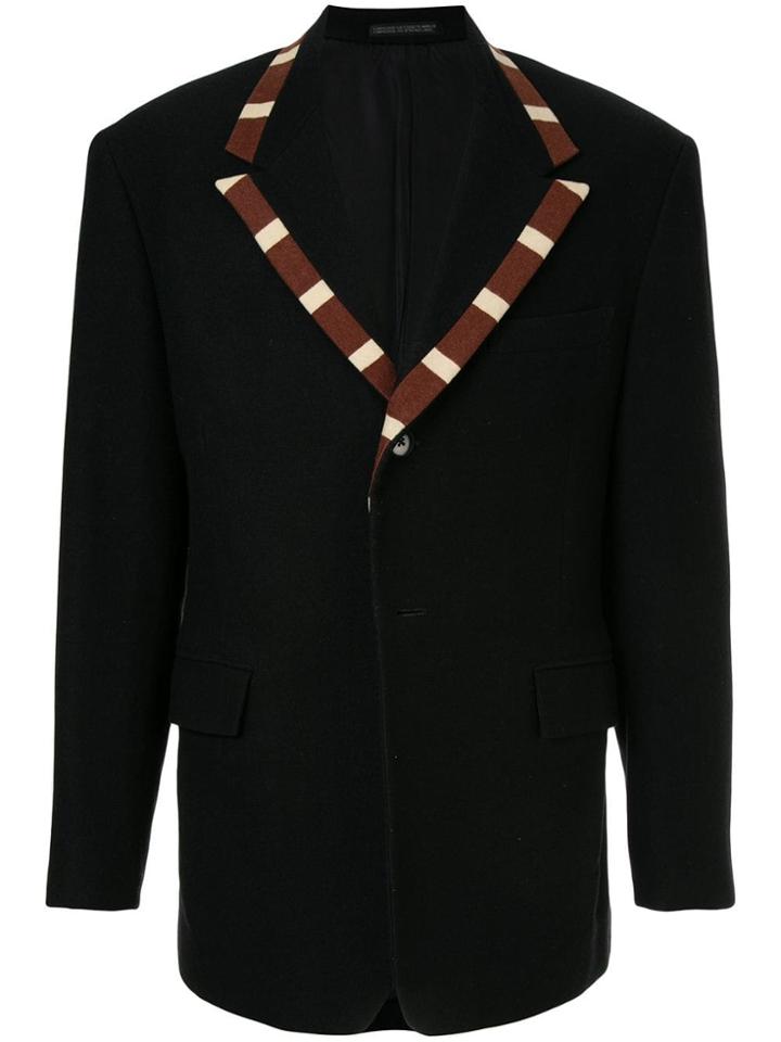 Yohji Yamamoto Vintage Striped Lapel Blazer - Black