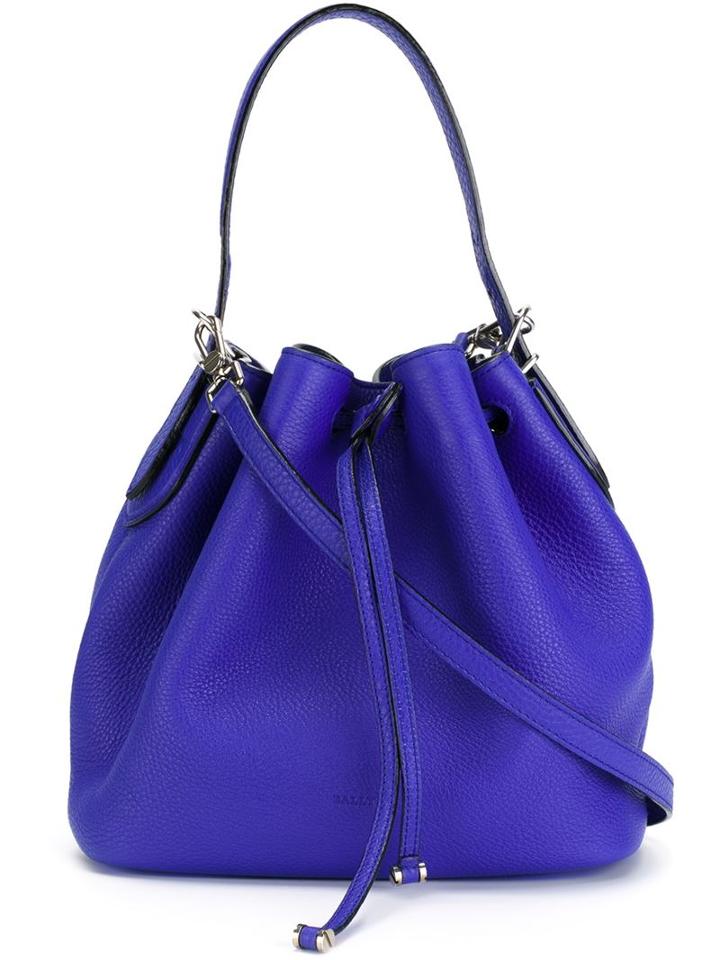 Bally Bloom Drawstring Bag, Women's, Blue, Calf Leather
