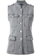 J Brand Pocketed Waistcoat, Women's, Size: Medium, Grey, Cotton/spandex/elastane