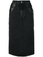 Givenchy Denim Midi Pencil Skirt - Black